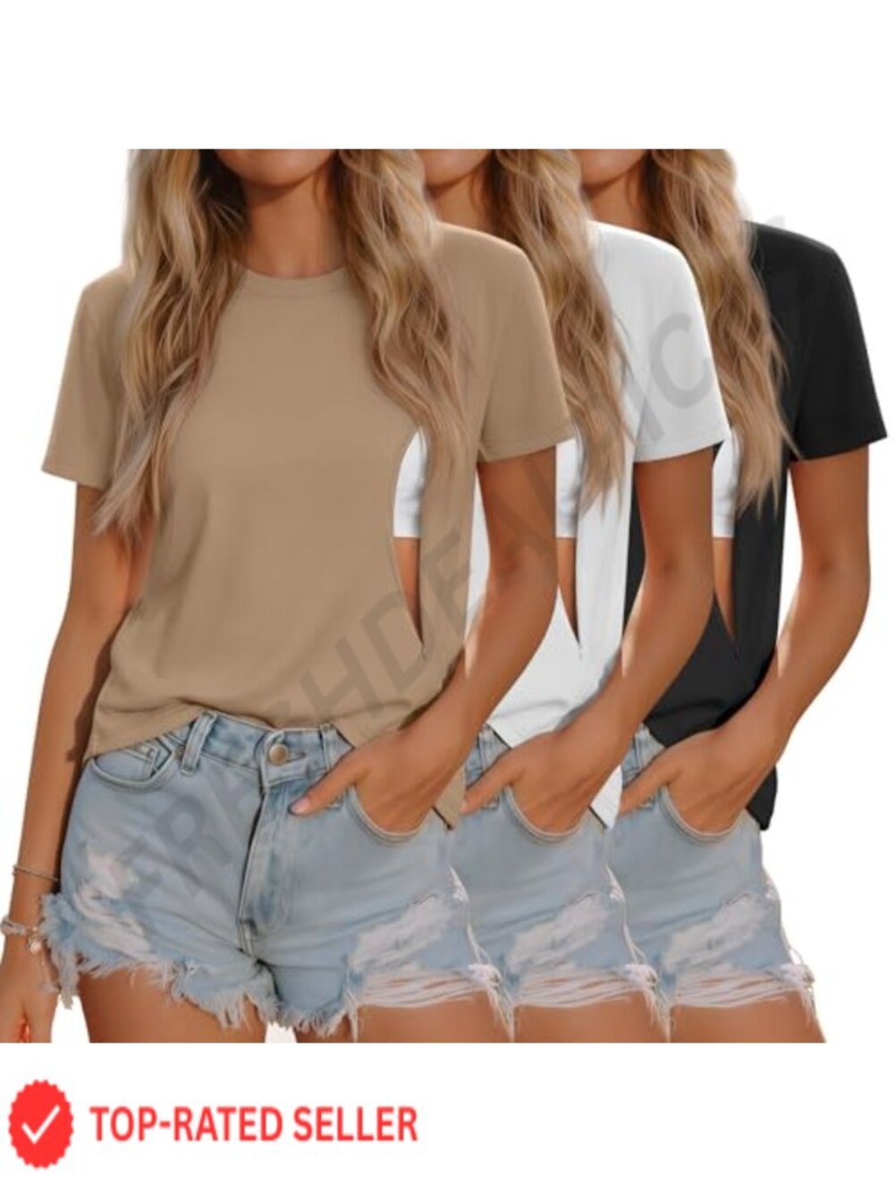 3 Pack Nursing Shirts Short Sleeve Hidden Zipper Breastfeeding Tees Maternity